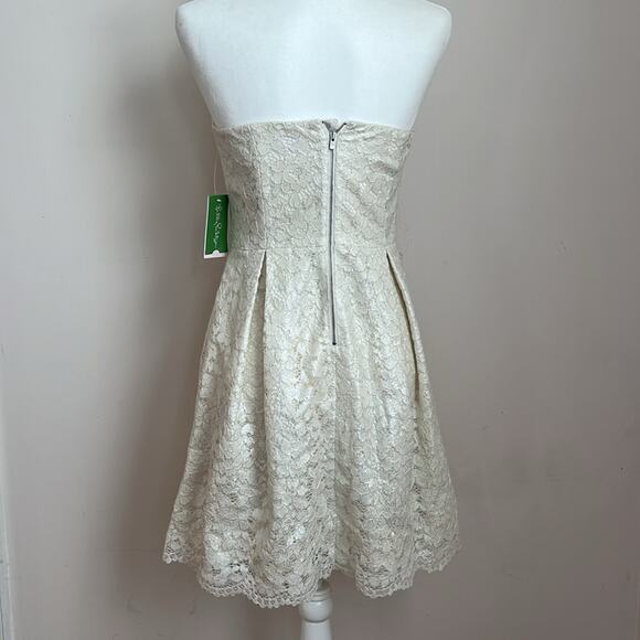 Lilly Pulitzer Marielle Cameo White Race For This Lace Strapless Dress - Picture 7 of 12